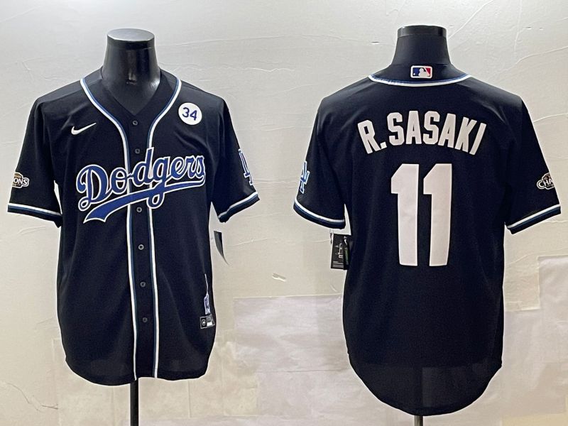 Men Los Angeles Dodgers #11 R.Sasaki Black Fashion Game 2025 Nike MLB Jersey style 30616->los angeles dodgers->MLB Jersey